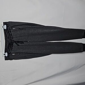 Torrid faux leather waist band gray black relaxed fit zipper pockets joggers Lg